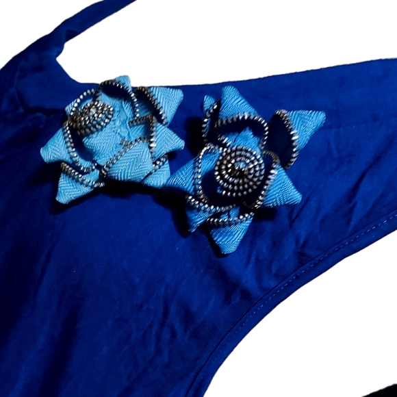 Vintage Midi Dress 2xl Tank Blue Cotton Blend dimensions pit-pit 27", Bu… - Picture 3 of 4